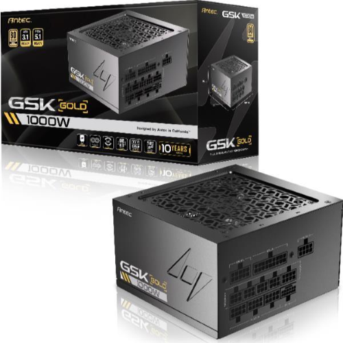 ANTEC GSK1000 EC ALIMENTATORE 1.000 W MODULARE 80 PLUS GOLD PFC ATTIVO ATX 3.1 NERO